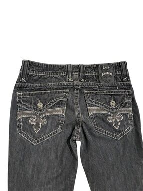 Rock Revival Men’s 32 Jeans Washed Black Kurt Straight Embroidered Back Pockets